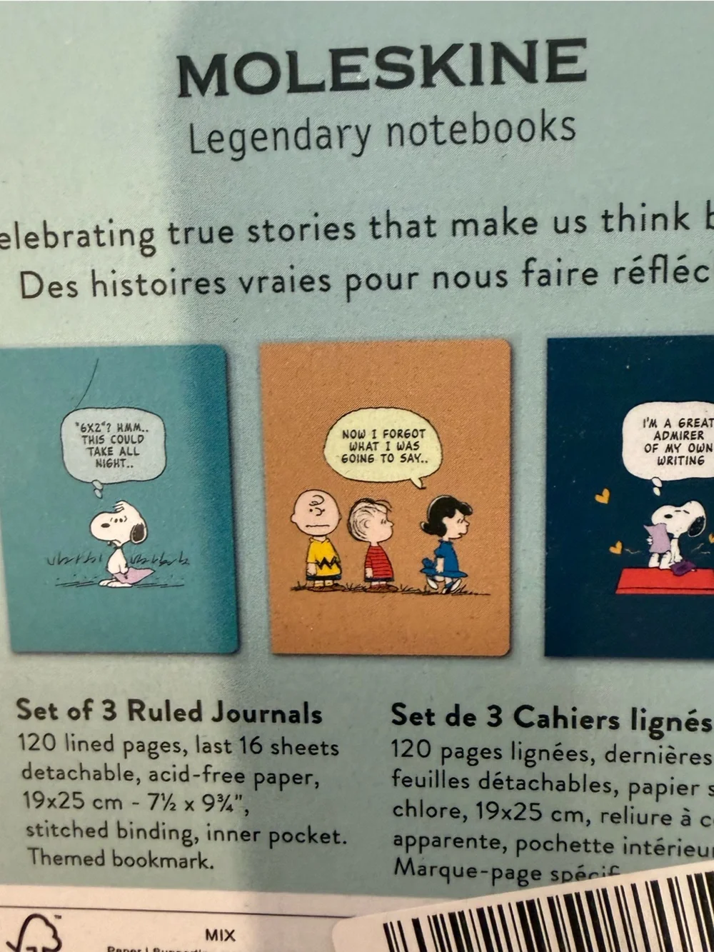 Moleskine Notebook with Snoopy and Light Blue Speech Bubble Bundle of 3